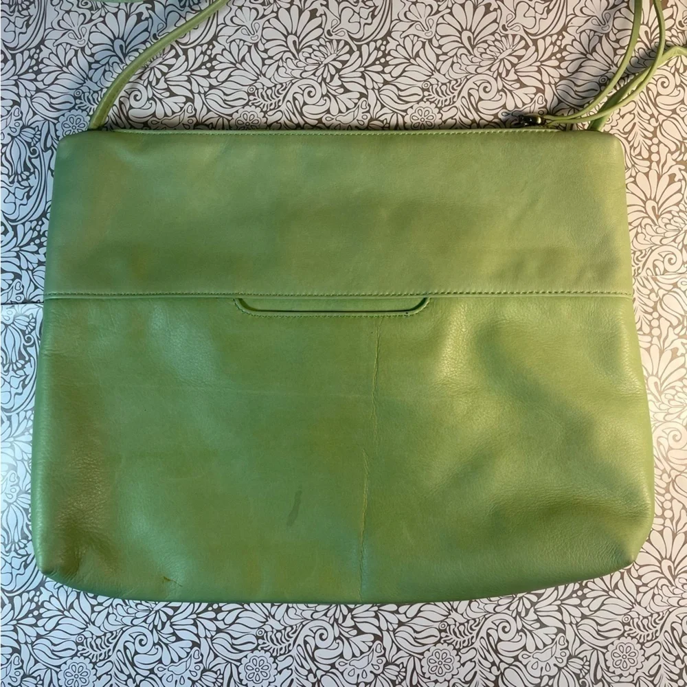 HOBO International Large Leather Crossbody Bag Knot Strap Shoulder Purse Green